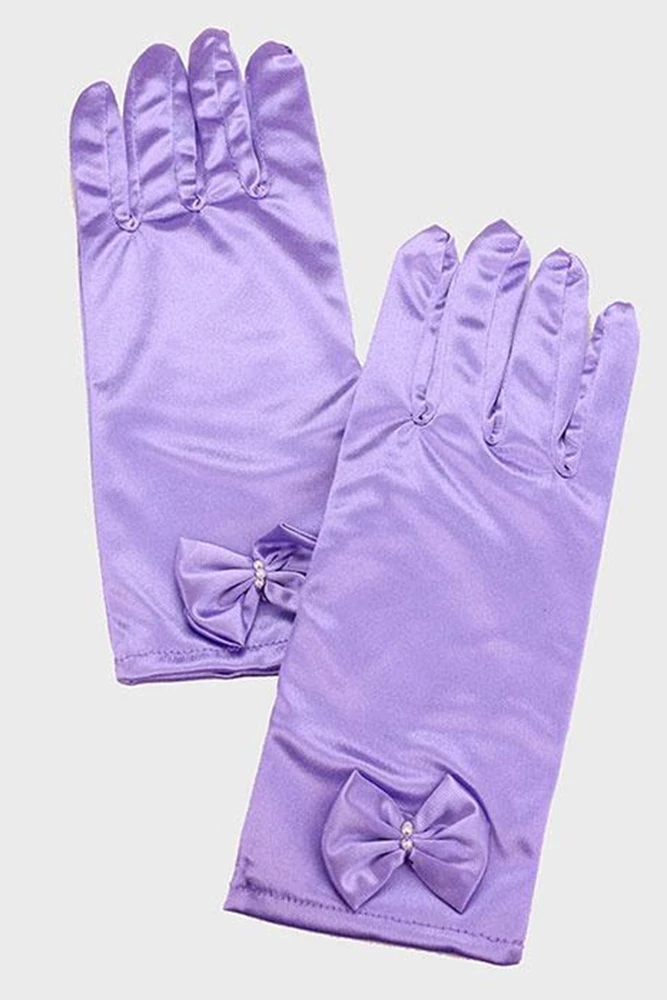 Not Specified Satin Bow Wrist Length Gloves In Purple Pinup 1 Not Specified Satin Bow Wrist Length Gloves In Purple Pinup