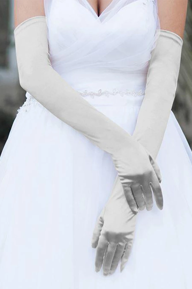 Not Specified Roarin' Twenties Extra Long Satin Gloves In Silver 1 Not Specified Roarin' Twenties Extra Long Satin Gloves In Silver