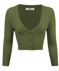 MAK Pinup Marianne's Bolero Cardigan In Greens