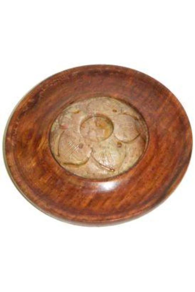 Not Specified Home Decor Wood & Soapstone Incense Tray 1 Not Specified Home Decor Wood & Soapstone Incense Tray