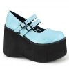 Demonia Gothic Platform Wedge Mary Janes In Blue Vegan Leather