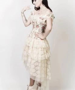 Not Specified Lachie Corset Dress In Elegant Floral Velvet Victorian