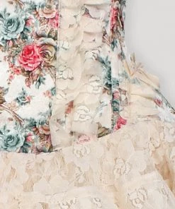 Not Specified Lachie Corset Dress In Elegant Floral Velvet Victorian