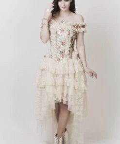 Not Specified Lachie Corset Dress In Elegant Floral Velvet Victorian