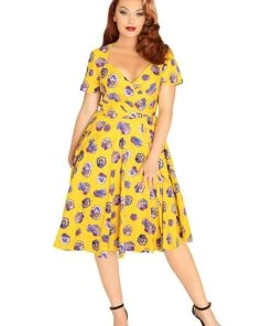 Miss Lulo Pinup Traci Violet Orchid Swing Dress