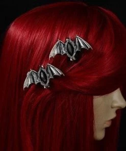 Restyle Gothic Obsidian Bat Hair Clips - Pair