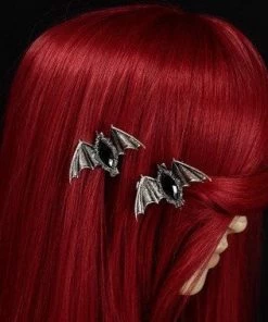 Restyle Gothic Obsidian Bat Hair Clips - Pair