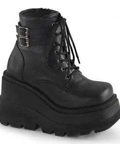 Demonia Shaker 52 Platform Boots In Vegan Leather Shoes