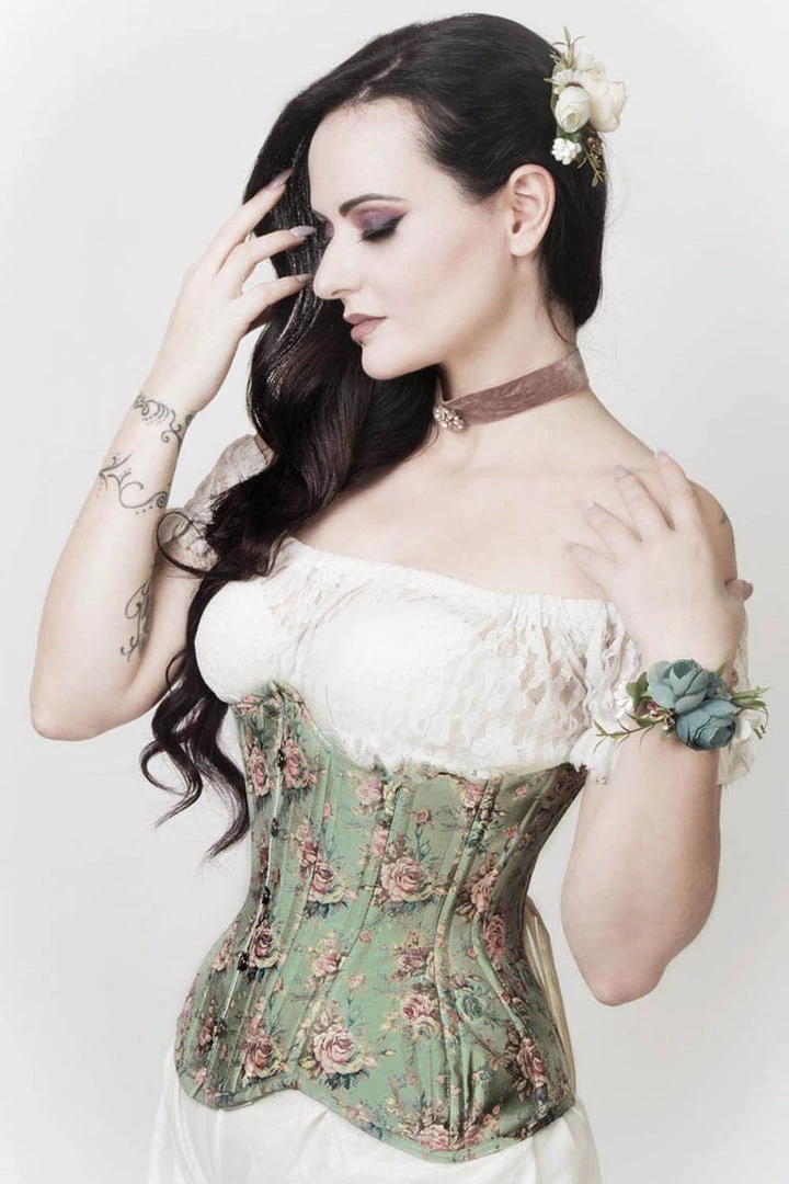 Subculture Corsets & Clothing Versailles Corset In Moss Floral 2 Subculture Corsets & Clothing Versailles Corset In Moss Floral