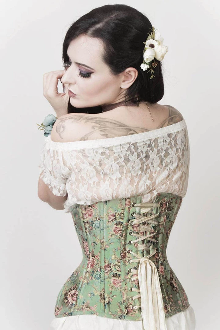 Subculture Corsets & Clothing Versailles Corset In Moss Floral 3 Subculture Corsets & Clothing Versailles Corset In Moss Floral
