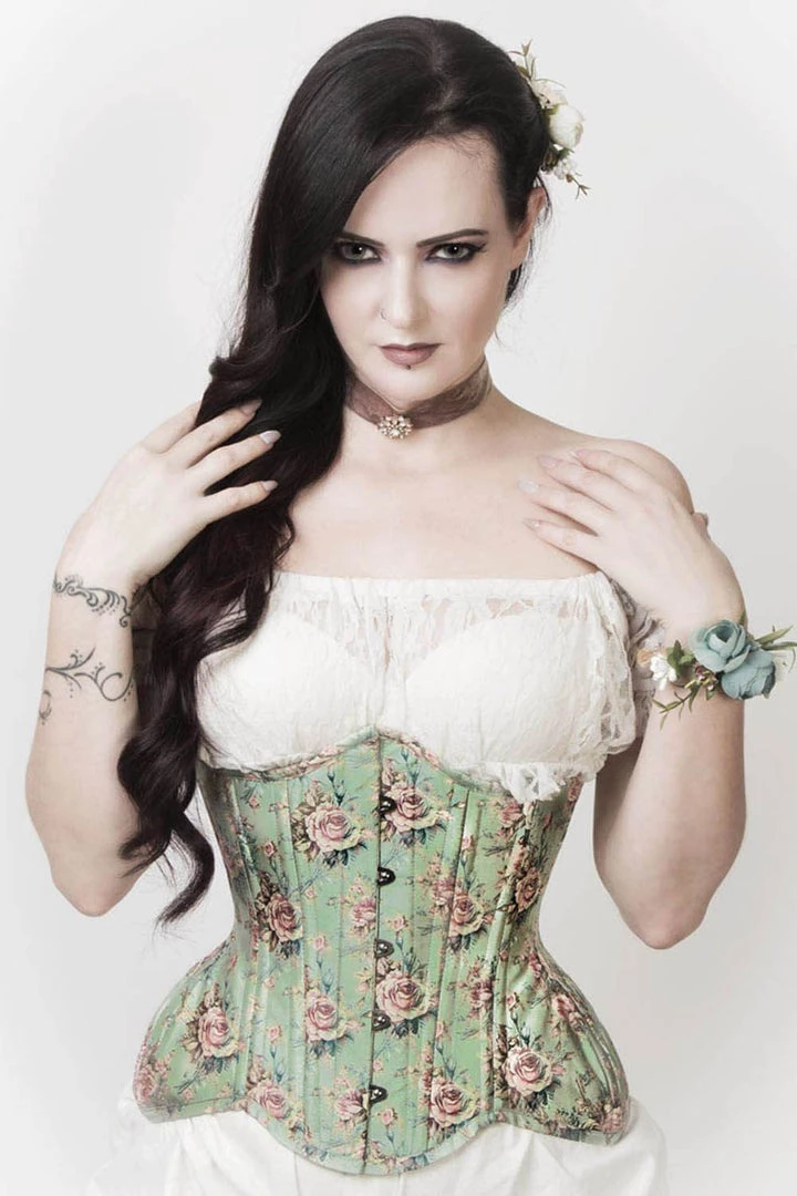 Subculture Corsets & Clothing Versailles Corset In Moss Floral 1 Subculture Corsets & Clothing Versailles Corset In Moss Floral