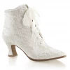 Fabulicious Steampunk Pearl Ivory Lace Heel Bootie